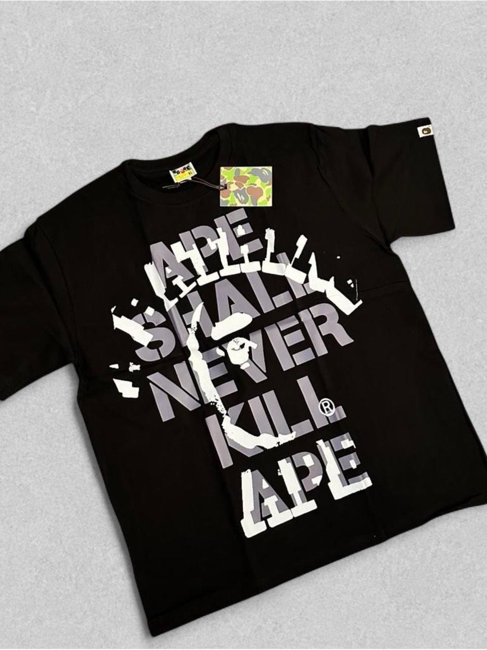Bape Black Graphic 'Shall Never Kill Ape' Short Sleeve Tee